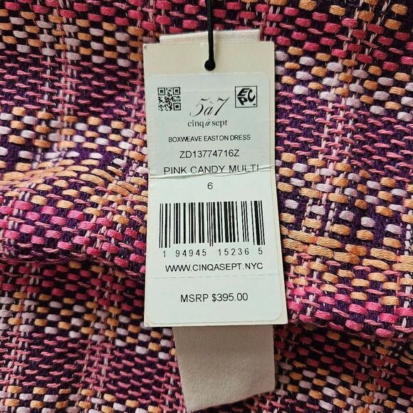 Cinq à Sept Boxweave Easton Dress In Pink Candy Multi Size 6 - Picture 4 of 9